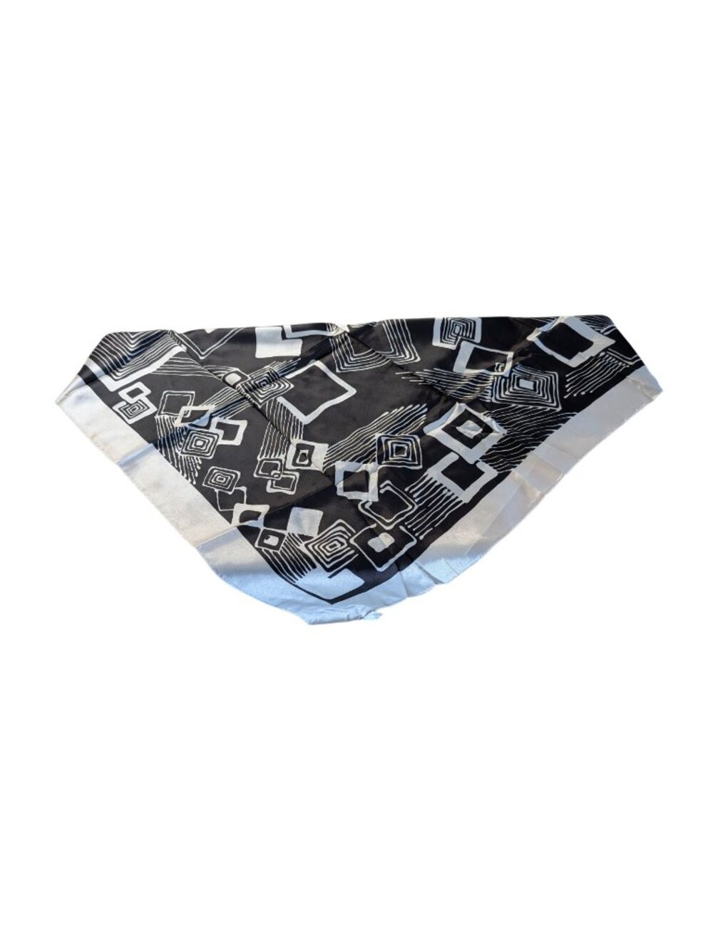 Black & White Geometric Pattern Scarf By Patricia Dumont Made In Italy